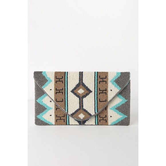 Lulus Handbags - NWT Lulus Avonlea Teal Multi Beaded Clutch Blue